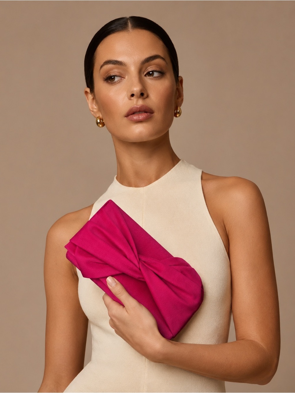 Women’s Hot Pink Knotted Clutch -